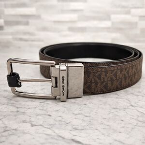 Michael Kors Reversible Belt Brown MK Logo / Black Leather NWT